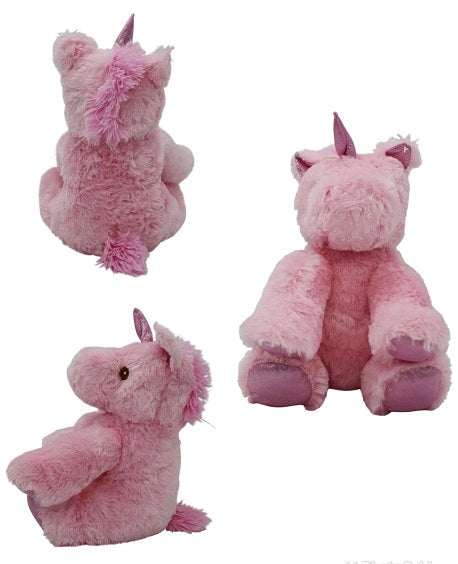 11" Unicorn with Rattle-Pink C/P 12