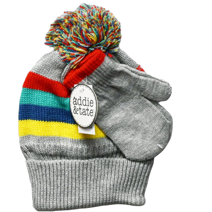 TODDLER GREY HAT AND MITTEN SET C/P 96