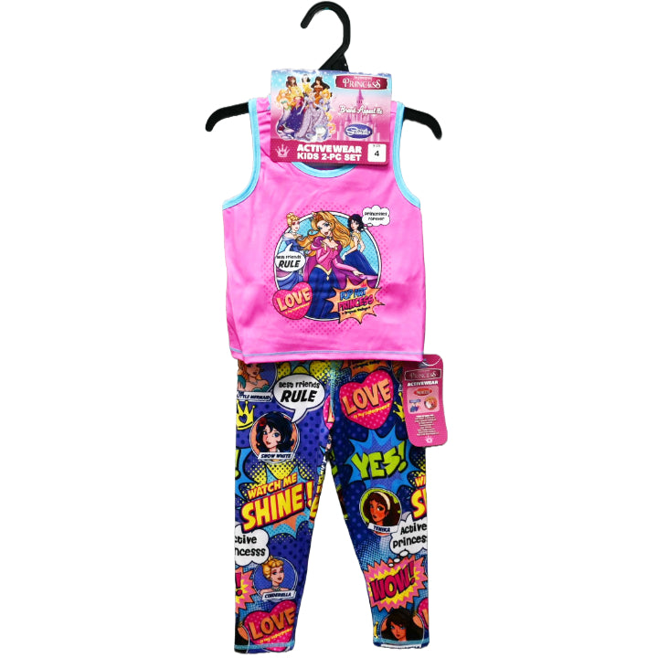 FAIRYTALE PRINCESS RACER TANK ACTIVEWEAR SET COMIC STRIP 4-ASST SIZE 4-6X C/P 48