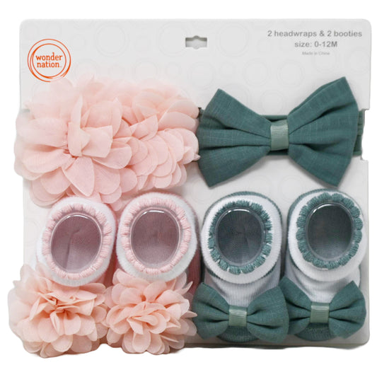 Wonder Nation 2 HEADWRAPS AND TWO PAIR BOOTIES C/P 36