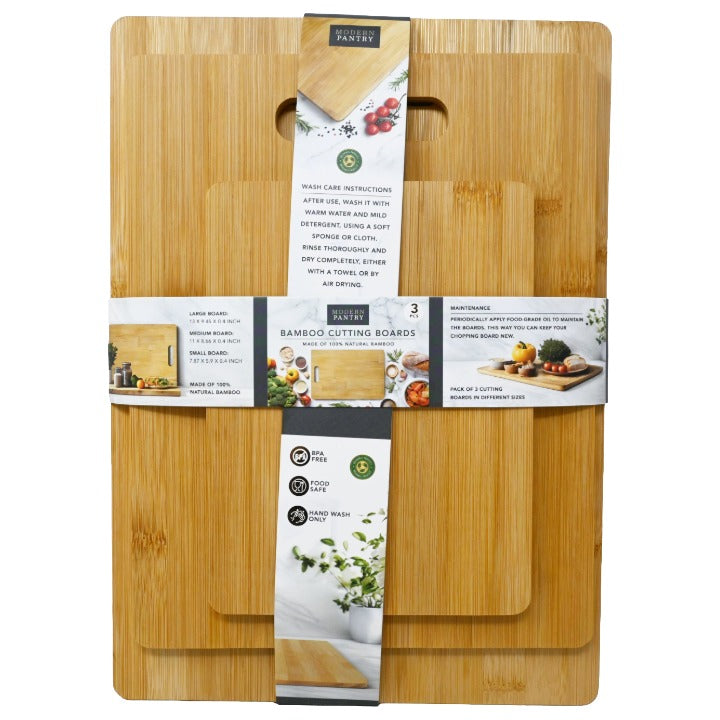 3pc Handle Bamboo Cutting Boards C/P 10