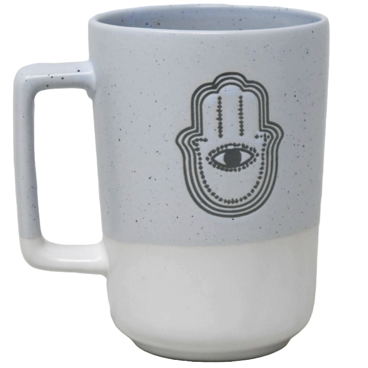 Hamsa Hand Tall Mug wSpeckled White Foot and Inside Speckle C/P 36