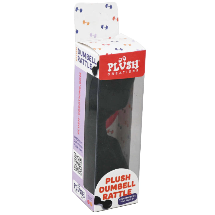 Black Plush Dumbbell Rattle, in Retail Box C/P 360