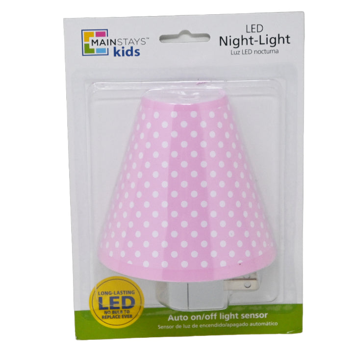 KIDS PINK POLKADOT SHADE NIGHTLIGHT C/P 6