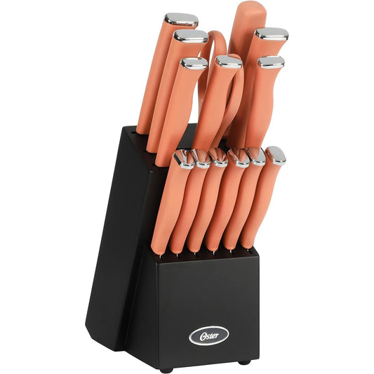 15pc LANGMORE S.S CUTLERY SET W/BLK BLOCK AND TERRACOTTA HANLDES C/P 4
