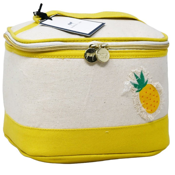 *OUTSIDE OF CA* NATURAL/YELLOW PINEAPPLE APPLIQUE TRAIN CASE DABNEY LEE C/P 18