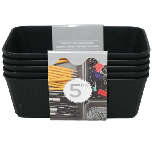 5pk 6.69x4.53xH2.17" Black Stripe Storage Bins C/P 40