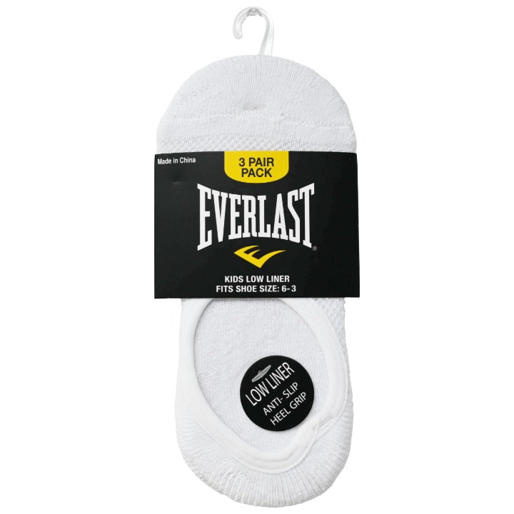 *USA ONLY* Kids White 3pk Unisex 1/2 Cush Low Liner Socks C/P 30