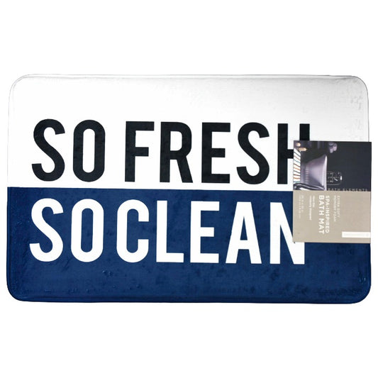 20X32" BLUE/WHT MICROFIBER PRINTED FOAM BATHMAT BATH ELEMENTS C/P 20