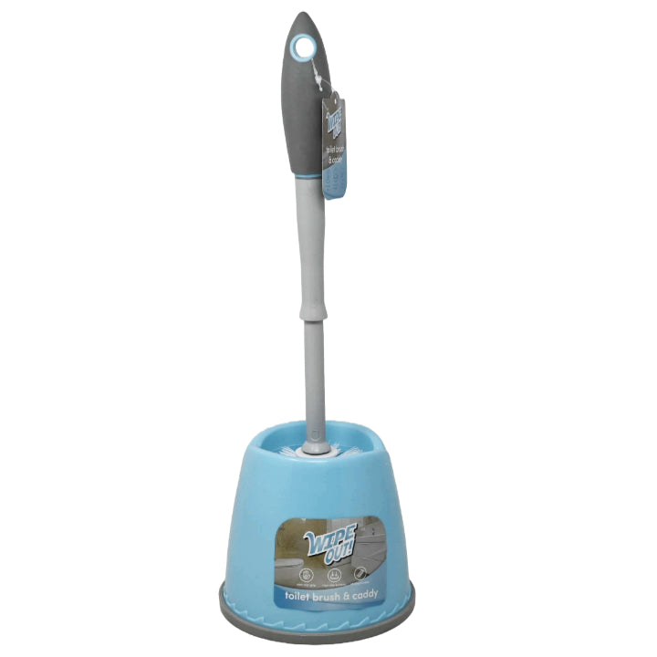 BLUE WIPE OUT TOILET BRUSH W/HOLDER C/P 48