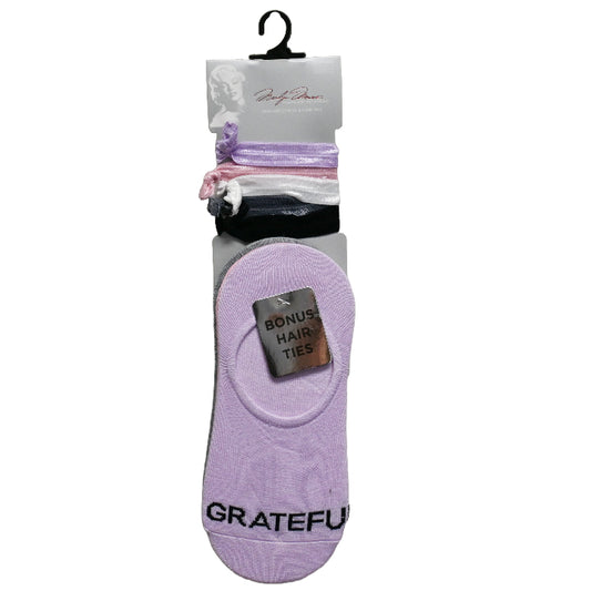 5pk LADIES ASST SOLID SOCKS W/HAIR TIE 9-11 SIZE C/P 60
