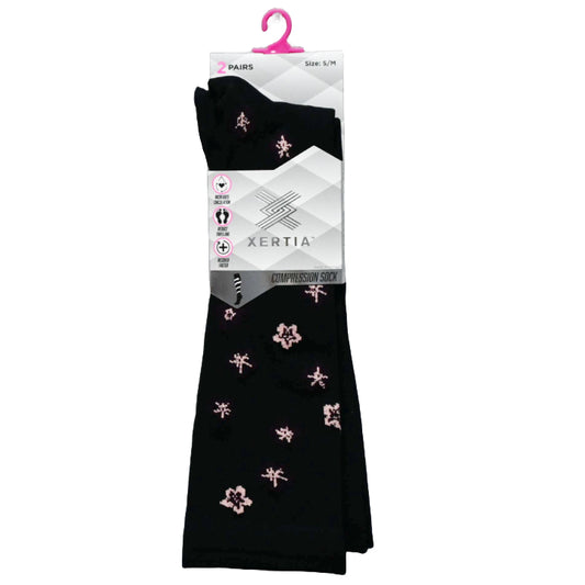 2pk S/M LADIES FASHION BLACK PATTERN COMPRESSION SOCKS C/P 60