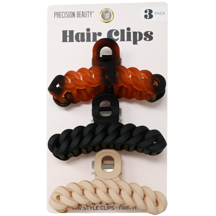 3pk Brn Blk Hair Clips C/P 72 Precision Beauty