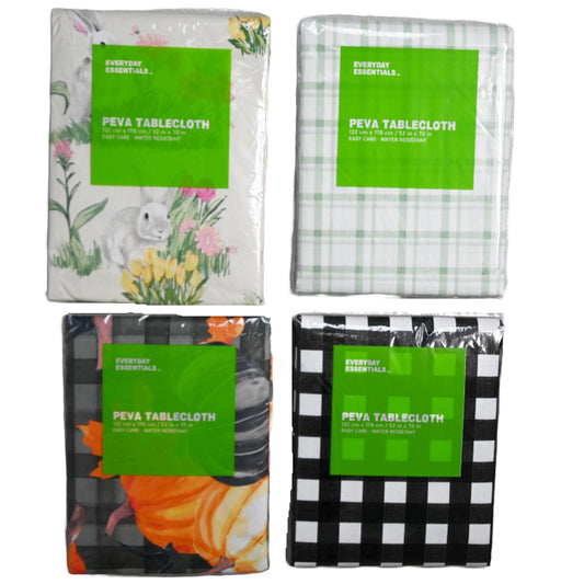 PEVA TABLECLOTH ASST SIZE/PRINTS AS IS C/P 48
