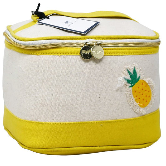*OUTSIDE OF CA* NATURAL/YELLOW PINEAPPLE APPLIQUE TRAIN CASE DABNEY LEE C/P 18