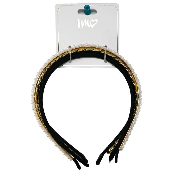 3pk Headband Set Small Pearl and Metal Jewels C/P 250