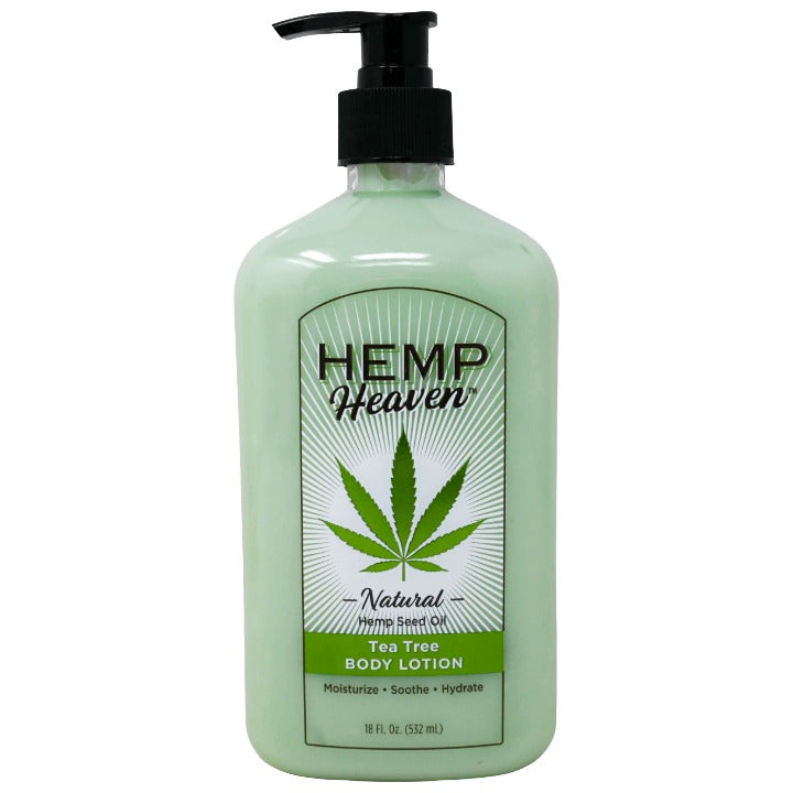 18oz HEMP HEAVEN TEA TREE LOTION WITH PUMP  C/P 12