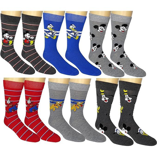 6pk MEN MICKEY AND THE GANG CREW SOCKS SIZE 10-13 C/P 60