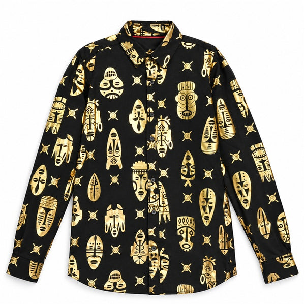 Blk Gld LS Masks Shirt C/P 60 Drill Clothing Co.