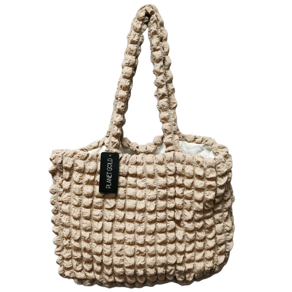 TAUPE QUILTED CARRY ALLl HANDBAG W/TOP ZIPPER C/P 12