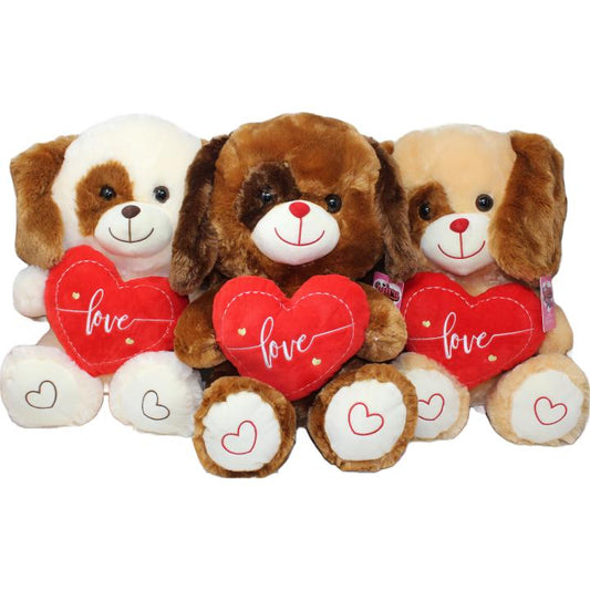 12" DOG WITH HEART 3-ASST C/P 24