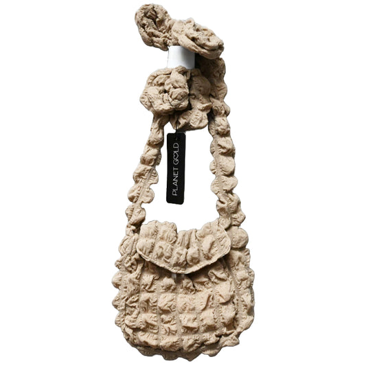 TAUPE QUILTED CROSS BODY HANDBAG W/TOP ZIPPER C/P 12