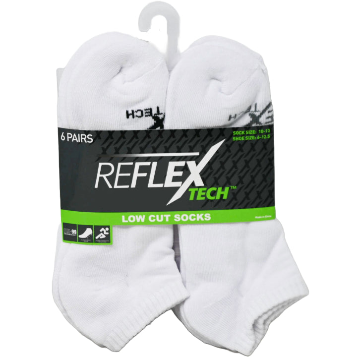 6pk MEN WHITE CUSHIONED LOW CUT SOCKS SIZE 10-13 C/P 36