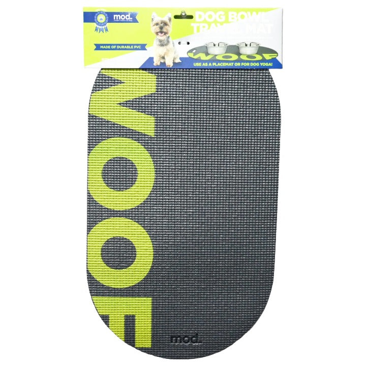 DOG FEEDING MAT 24X16" WOOF GREY C/P 48