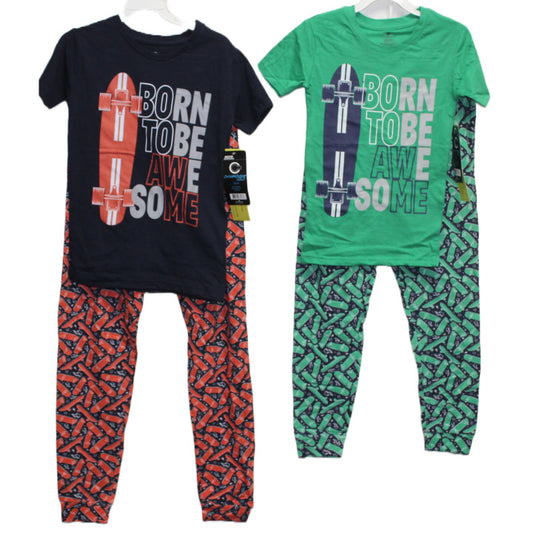 2pc "BORN TO BE AWESOME" BOYS SLEEP SET (2 ASST PRINTS -SIZE: 4/5,6/7,8/10,12/14) C/P 24