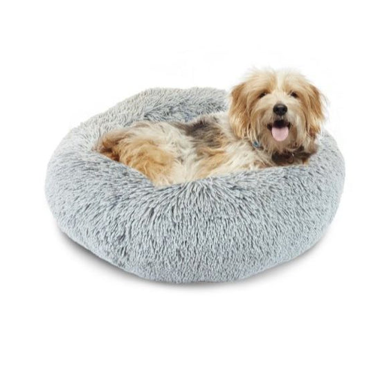 24" GREY ROUND PET BED C/P 10