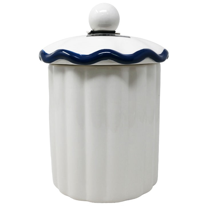 Wht Nvy Wavy Canister w/Lid C/P 8 Luna & Sage
