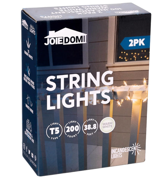 2pk 100ct INCANDESCENT WHITE STRING LIGHTS C/P 12