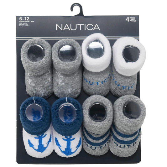 4pk NAUTICA INFANT BOYS ANCHOR BOOTIES C/P 60