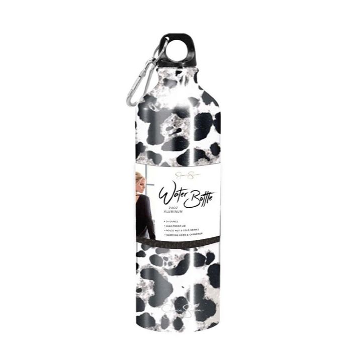 24oz JESSICA SIMPSON PEACH ALUMINUM WATER BOTTLE WITH CARABINER C/P 6