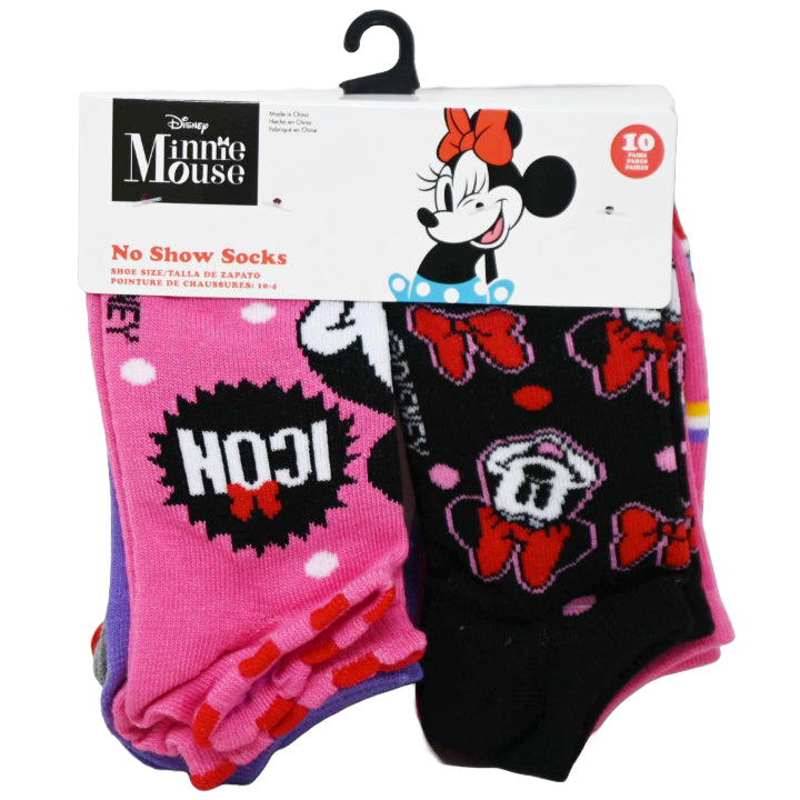 10pk MINNIE MOUSE ICON NS SOCKS SIZE 6-8 C/P 60