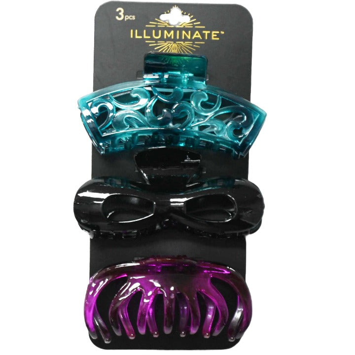 3PC ASST JUMBO CLAW HAIR CLIPS C/P 72
