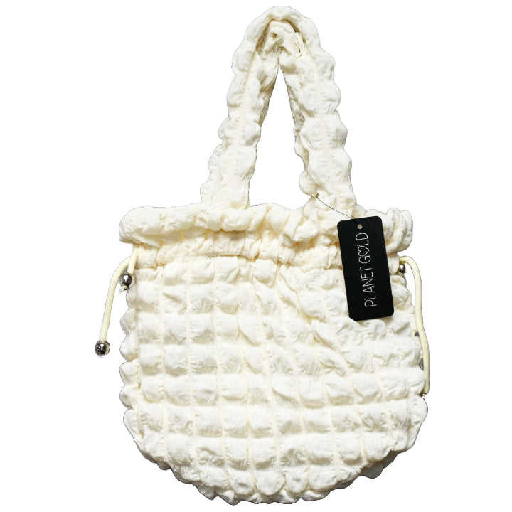 IVORY QUILTED DRAWSTING HANDBAG C/P 12