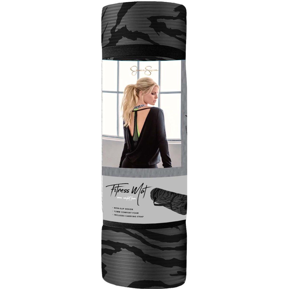 JESSICA SIMPSON 12mm EXERCISE MAT WITH CARRYING STRAP C/P 6
