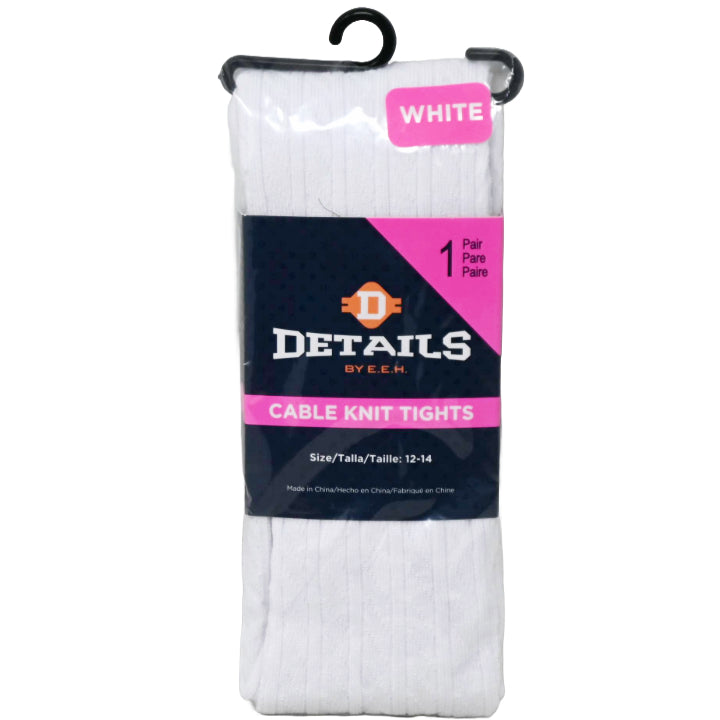 1pk WHT DETAILS CABLE KNIT TIGHTS SIZE 12-14 C/P 60