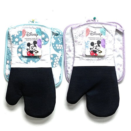 Mickey & Minnie Oven Mitt and Pot Holder Set with Neoprene, Floral Assorted C/P 24