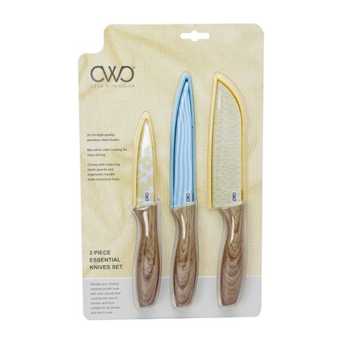3pc PRINTED KNIVES SET WITH SHEATH C/P 48