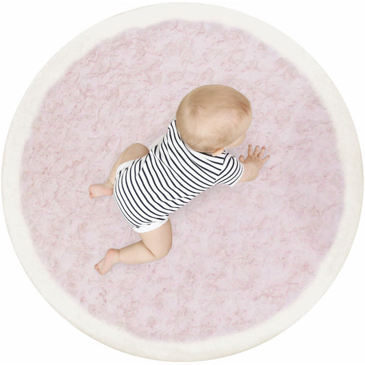FAUX FUR PLAYMAT - PINK SWIRL/IVORY TRIM C/P 12