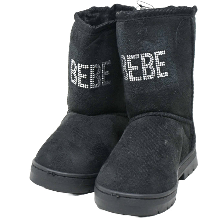 Girls Black Microsuede Winter Boots C/P 12 BEBE