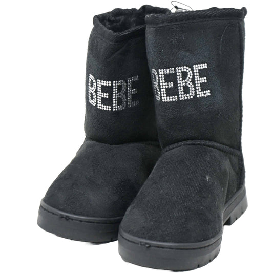 Girls Black Microsuede Winter Boots C/P 12 BEBE