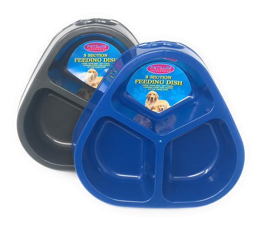 PET DISH  12''L TRIANGLE 3 SECTON 3 ASSTD C/P 36