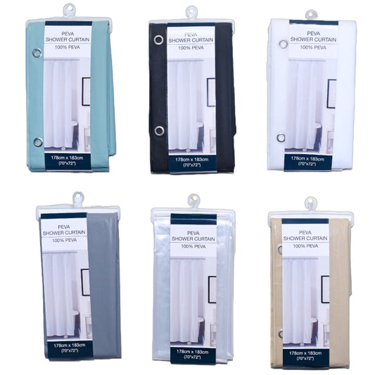 70"x72" ASST "AS IS" PEVA SOLID SHOWER CURTAIN C/P 48
