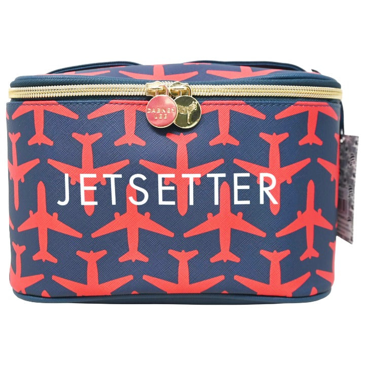 *OUTSIDE CA* BLUE/RED TRAIN CASE W/PLANE PRINT DABNEY LEE C/P 20