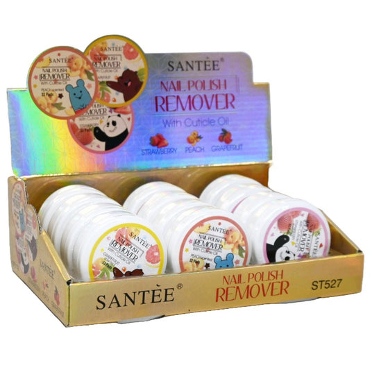 3 Asst 32pk Nail Polish Remover Pads w/Cuticle Oil (Scents: Peach, Grapefruit, Strawberry) in 12pc Displayer C/P 72 SANTEE