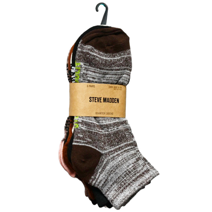 6pk WOMEN BASIC QTR SOCKS STEVE MADDEN C/P 36