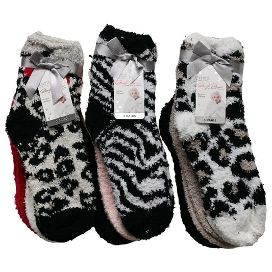 3pk LADIES COZY CREW SOCKS 9-11 SIZE C/P 60